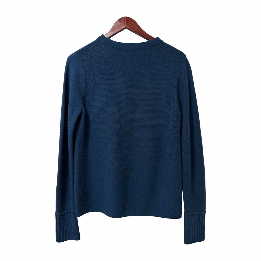 Club Monaco Womens 100% Wool Crew Neck Sweater Size M Blue Capsule Closet Staple